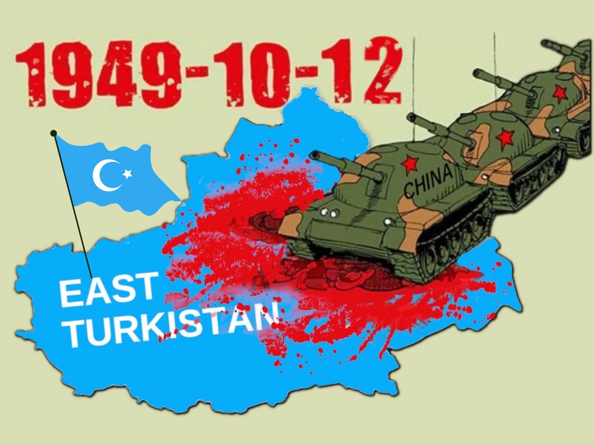 Today marks 74 years since the #CCP led #PRC / Communist China's catastrophic invasion of #EastTurkistan on #October12, 1949. This event is the root of our people's suffering and China's ongoing barbaric campaign of colonization, genocide, and occupation in East Turkistan.