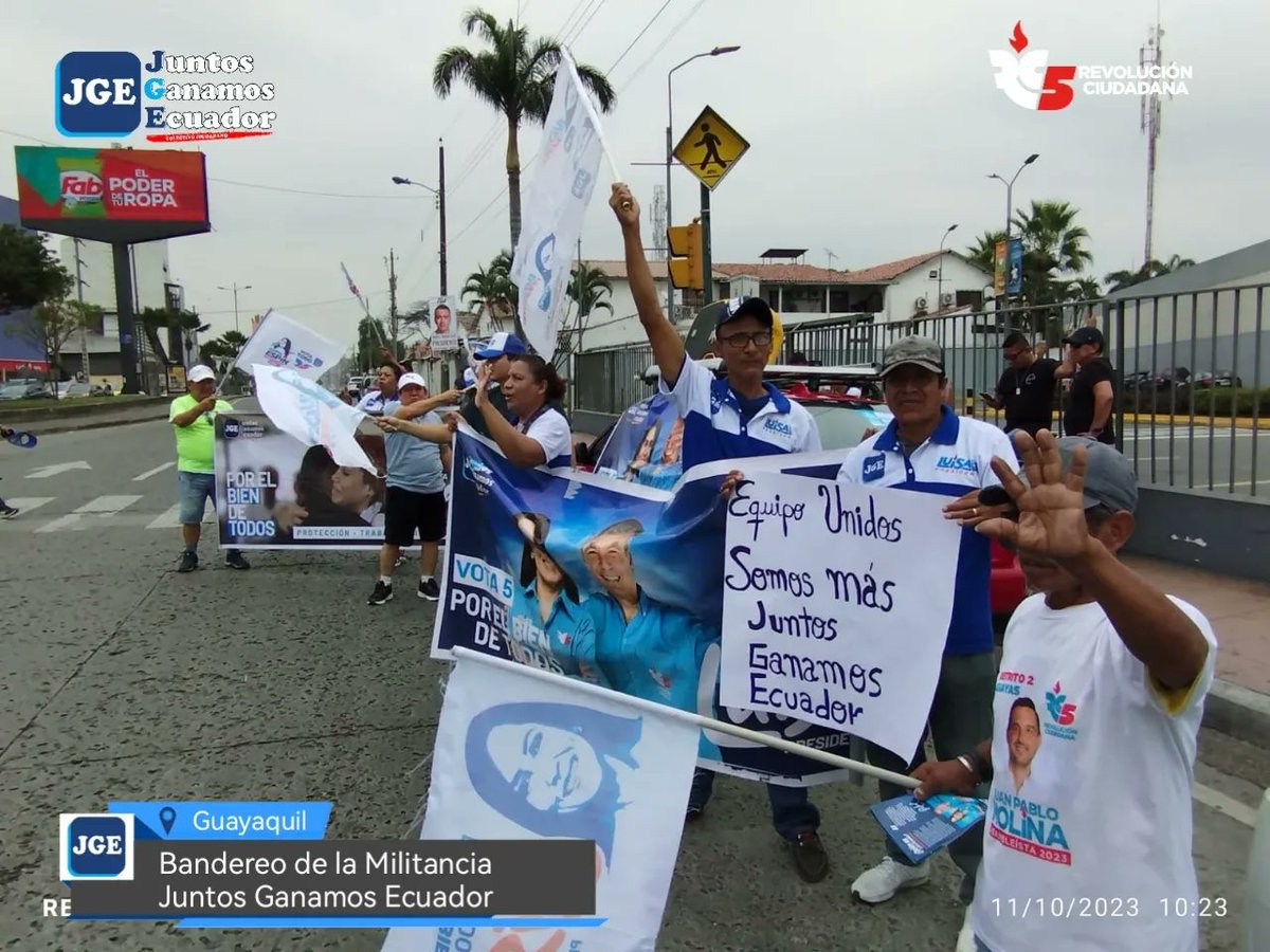 Bandereo de la Militancia Juntos Ganamos Ecuador en la ciudad de Guayaquil.

#JGE #luisagonzález #revoluciónciudadana #juntosganamosecuador
#luisapresidenta #rc5