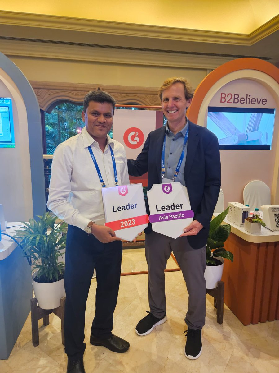 imochaHQ's tweet photo. 🏆Honored to collect our hard-earned @G2dotcom leader badges in person at LinkedIn's #B2Believe in Bangalore! 

Just three weeks ago, iMocha clinched 6 prestigious leader badges in Technical Skills Screening &amp; Talent Assessment from G2, marking a significant achievement for us. https://t.co/wFdsFMWl0y