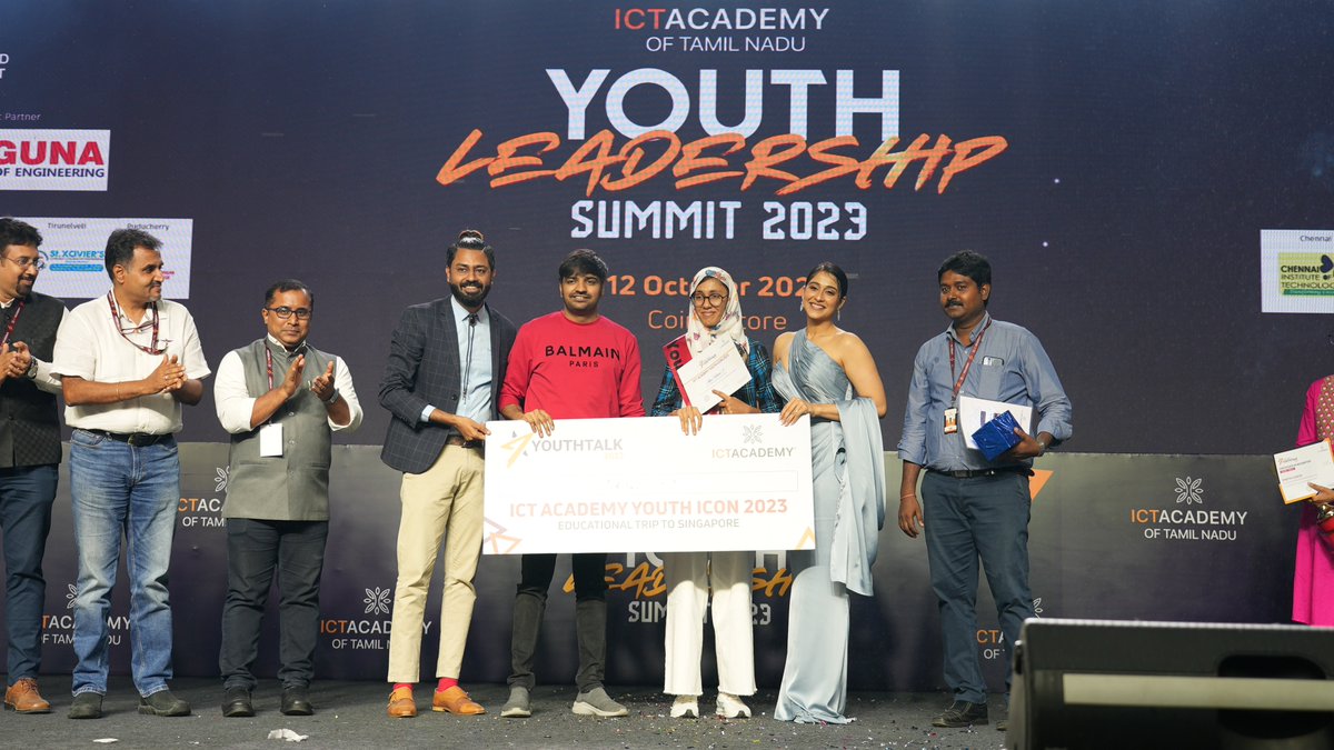 ictacademyindia's tweet photo. ICT Academy Youth Talk 2023 Grand Finale!

Alyna Fathima N, Sona College of Arts &amp; Science, Salem is the Winner and ICT Academy Youth Icon 2023.

ICT Academy congratulates Alyna and wishes her success in her future endeavours.

#YouthTalk2023 #YLS23 @ReginaCassandra @actorsathish https://t.co/JQcTCUIAdn
