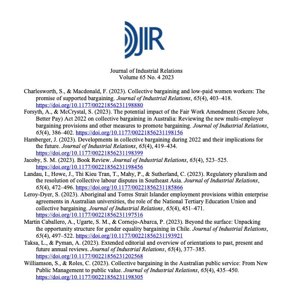 Journal of Industrial Relations (@jirjournal) on Twitter photo 🌟 🪧 Announcing the publication of the latest issue in #JIR Volume 65 No. 4 -> buff.ly/3lmSDX3
.
<a href="/SageJournals/">Sage Journals</a> 🌟 🪧 Announcing the publication of the latest issue in #JIR Volume 65 No. 4 -> buff.ly/3lmSDX3
.
<a href="/SageJournals/">Sage Journals</a>