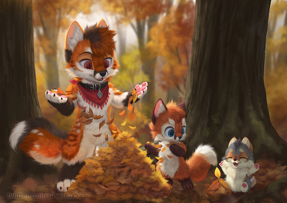 Building the biggest leaf pile! <a href="/KovieFox/">Kovie</a>