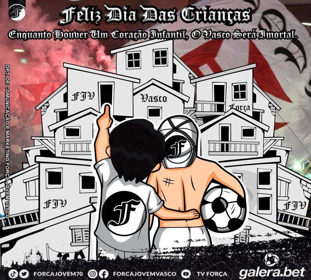 12 de outubro de 2023, Feliz dia das crianças.

Enquanto houver um coração infantil, o Vasco será imortal.

#VascodaGama 💢 #ForçaJovemVasco
