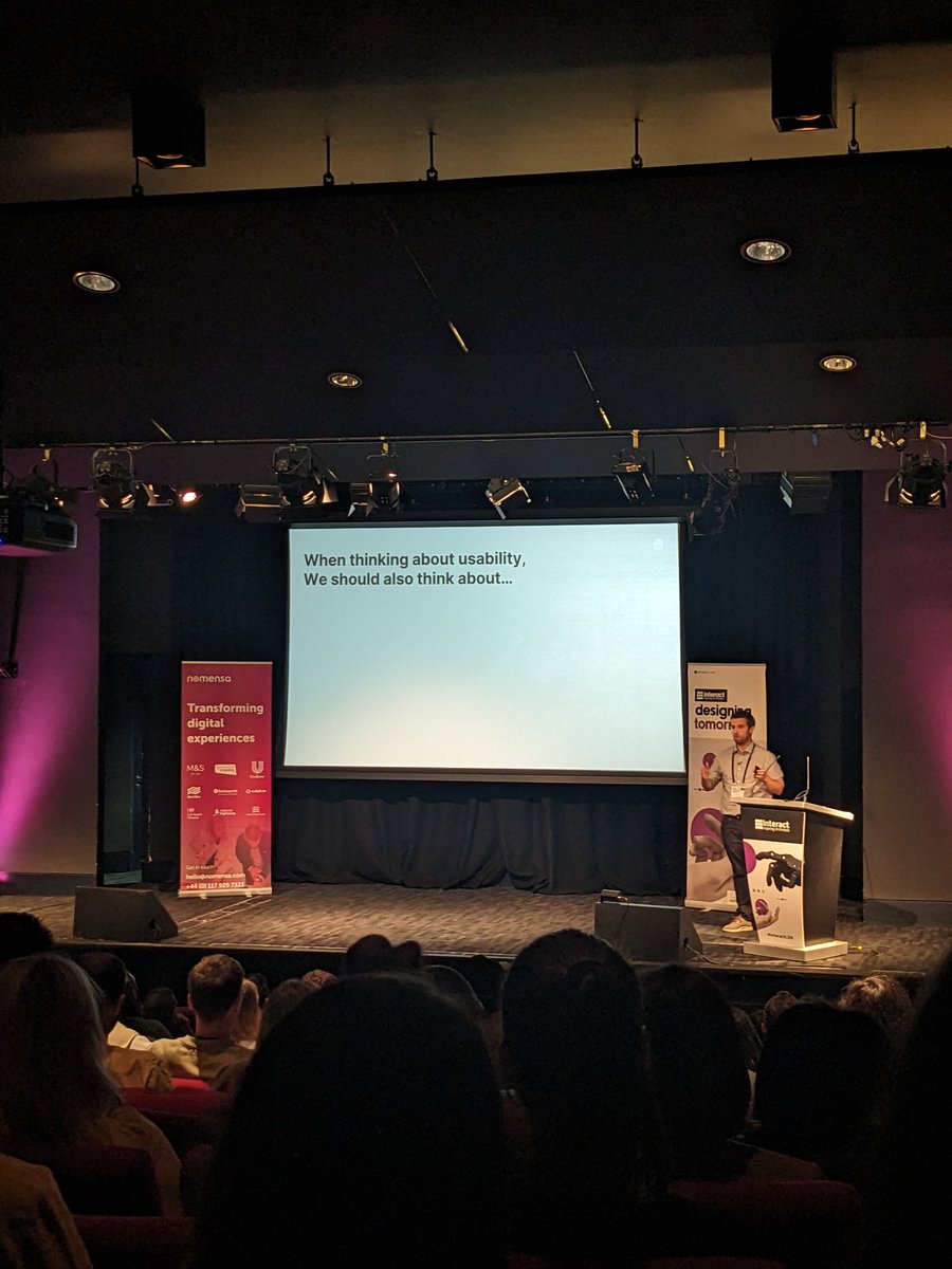 When thinking about usability, we need to consider...

💭 How readable our products are - is the font clear enough? 

💭 The physical interface - how could this impact our users? 

💭 What blockers could advanced tech create for some?

<a href="/we_are_Nomensa/">Nomensa</a> #InteractLDN #UX #UXDesign
