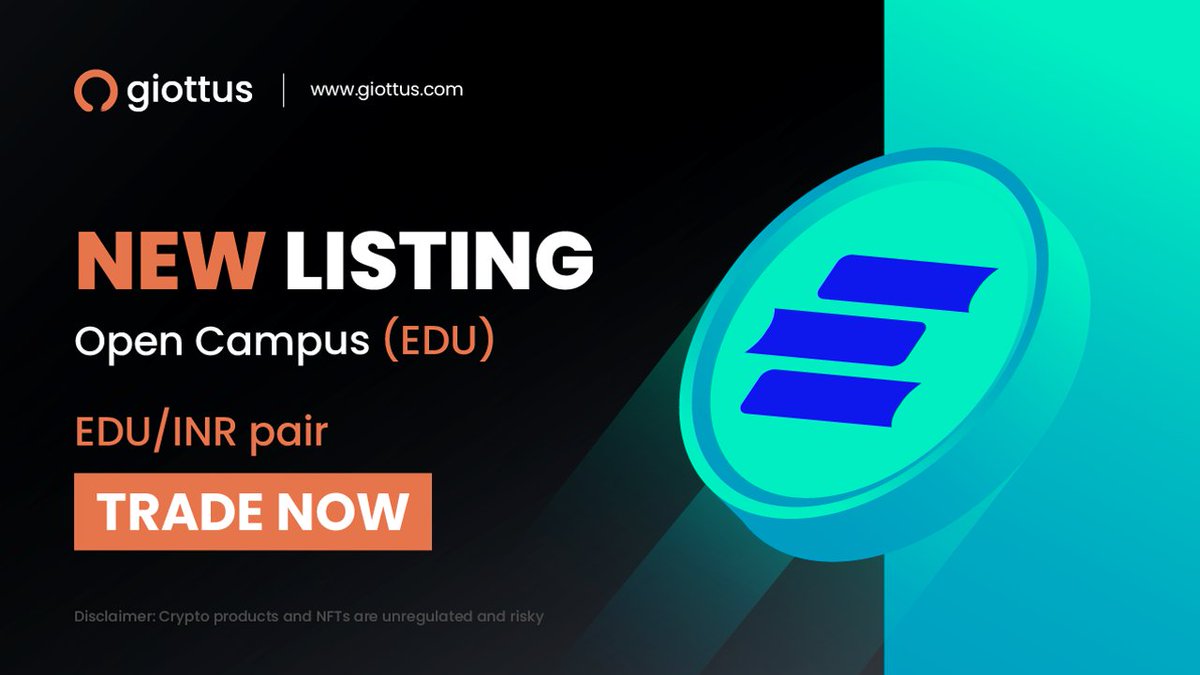 giottus's tweet image. 💫 Live Now on #Giottus!

$EDU - @opencampus_xyz is redefining education with blockchain technology.

#OpenCampus #EDU