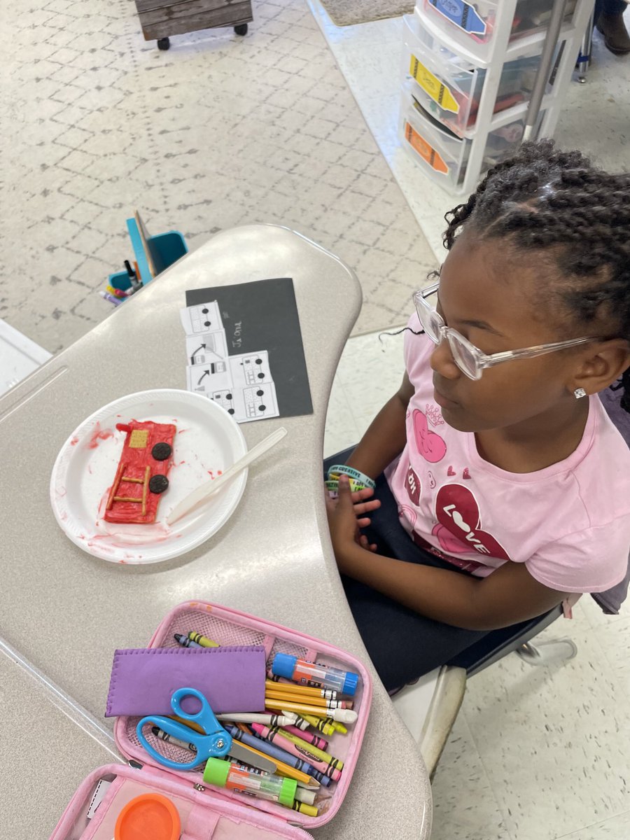BethKF1966's tweet photo. Reading nonfiction text and  directions can make for a fun day in second grade. Fire trucks good enough to eat. #ccesdukes #WeAreCuCPS https://t.co/Gni9f3TPLX
