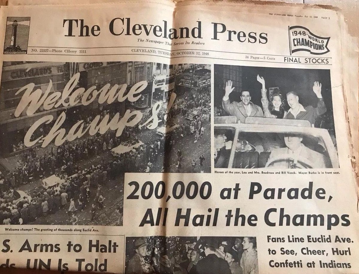 MrCleveland_216's tweet image. October 12, 1948: I Love A Parade⚾️
7⃣5⃣ yrs ago OTD, City of Cleveland (200,000) welcomes home their #WorldSeries Champs in style
Nothing like a ticker-tape parade to celebrate a🏆
While we all wish we had more, enjoy the process &amp;amp; the ones we've had
#WelcomeChamps #Doby #Parade