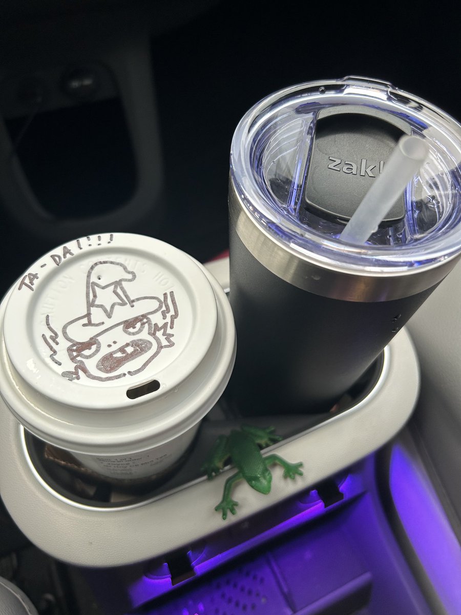My Barista, Laura, at Fayetteville Rd. &amp; Annaron Ct, gave me a magic potion this morning so I would have a toadally awesome day!She doesn’t know I have a toad “friend” that’s been riding with me since 2006! ⁦⁦<a href="/Starbucks/">Starbucks</a>⁩