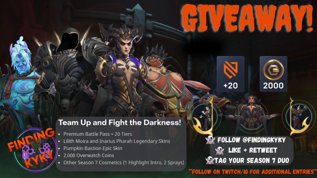 FindingKyky's tweet image. Hi hii! I’m giving away Overwatch 2 Season 7 Ultimate Battlepass! 

To participate:
👻 Follow @FindingKyky
👻 Like + Retweet
👻 Tag your Season 7 Duo Below (shoot your shot! 😉)

✨follow on Twitch + IG for additional entries✨💃🏾

More giveaways on stream! 🎉