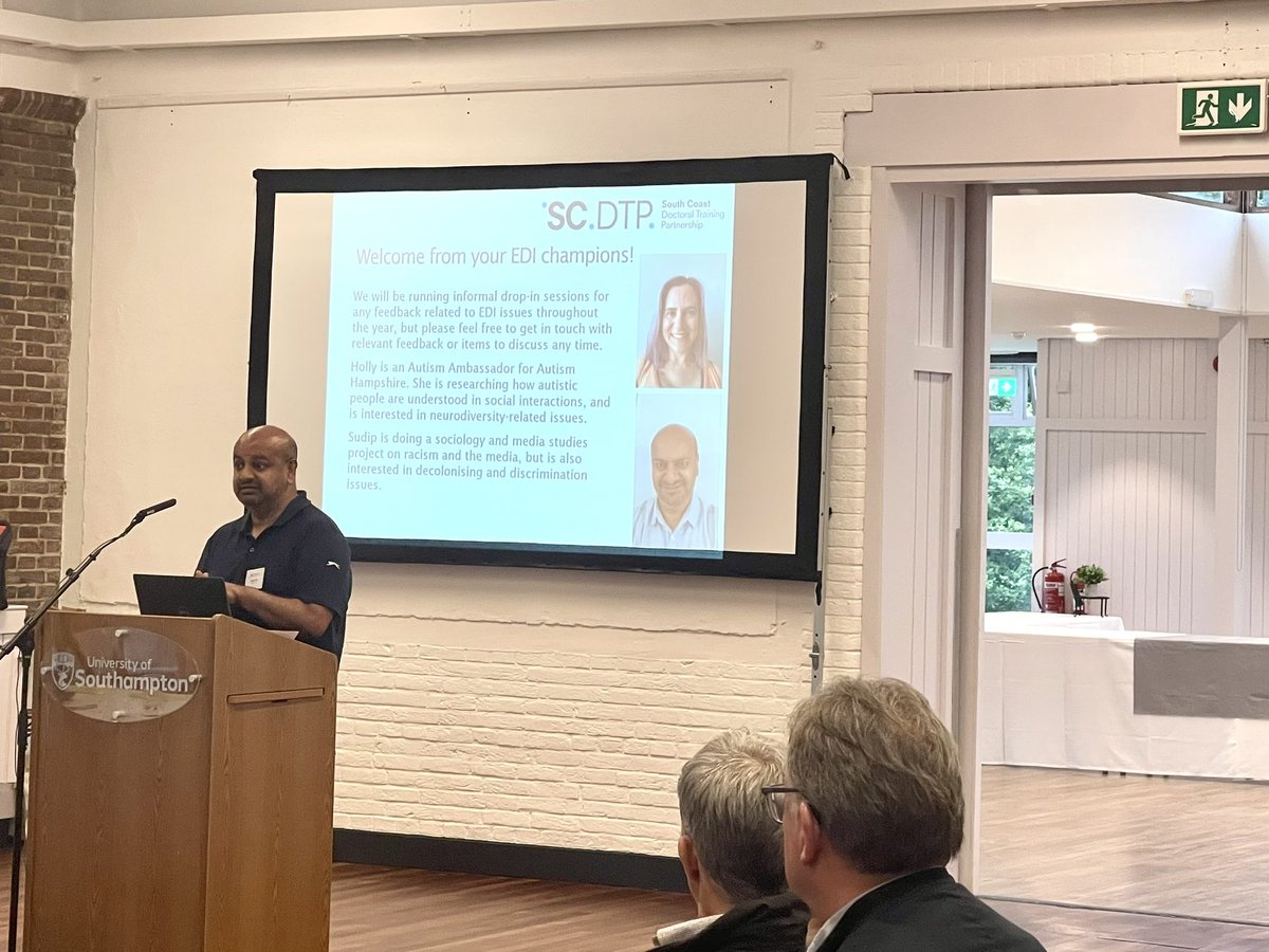 We have our Equality, Diversity and Inclusion Champions with us here today at #welcomeSCDTP2324. Our 2020/21 Cohort student Sudip Sen explaining the roles of ED&amp;I champion in supporting SCDTP students
