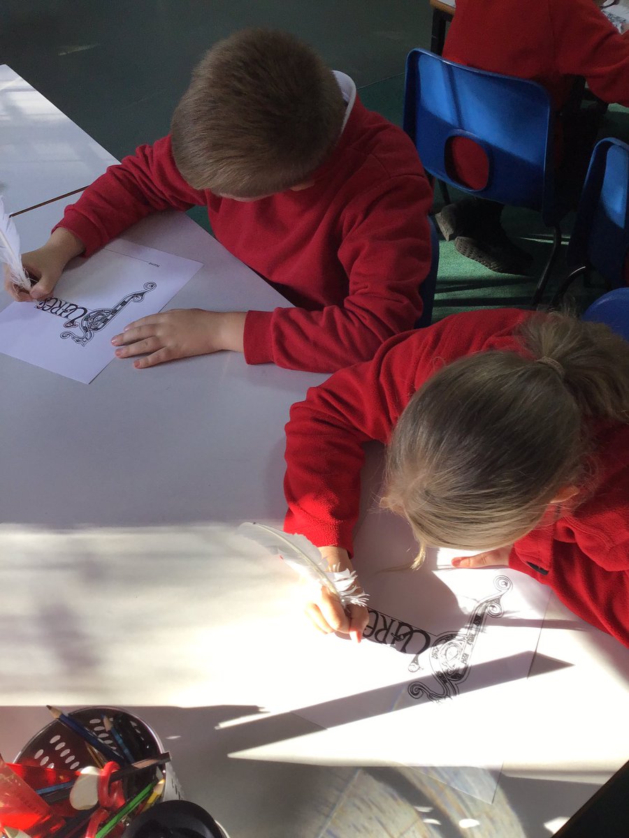 We have had a brilliant day working with Paddy from <a href="/dulearning/">Learning and Engagement Team</a> 

#TeamYear5 have really enjoyed handling artefacts, exploring the Lindisfarne gospel and being monks! 

#primaryrocks