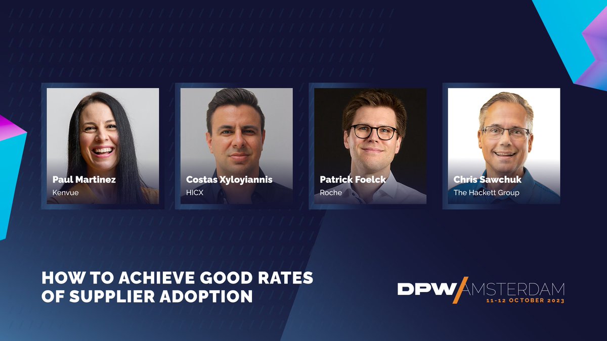 TheHackettGroup's tweet image. At the Digital Process World Conference in Amsterdam Oct 12 – Join The Hackett Group’s Chris Sawchuk for a panel on “How to achieve good rates of supplier adoption.” #procurement #procurementtech #DPWConference bit.ly/3RUyTba