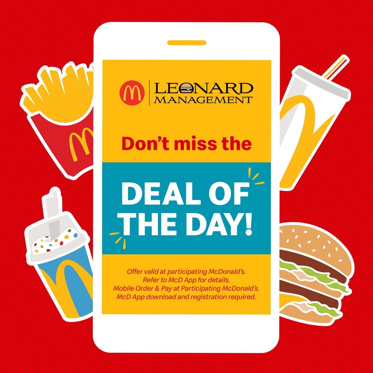 App-etizing deals are just a click away! 📲

Today on the McDonald's App, you can get 20% off any purchase of $5 or more!

Don't miss out on any more deals, download the App today!