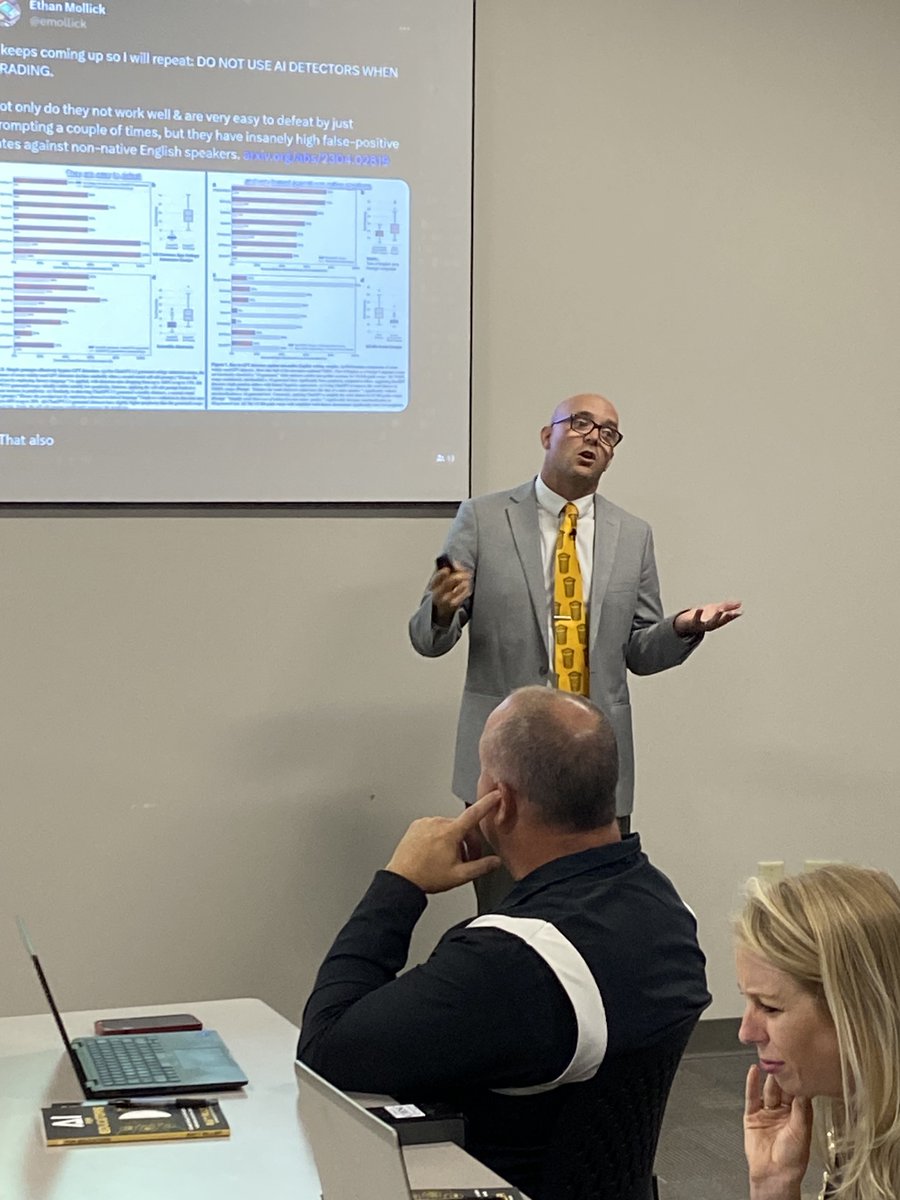 IndianaOnline05's tweet image. The Indiana Online Advisory Committee met recently to discuss AI in education. Guest speaker, Matt Miller. He is the author of 6 books, including #DitchThatTextbook and AI for Educators.  We would love to hear from you! If you have any tips or resources, please share them here.