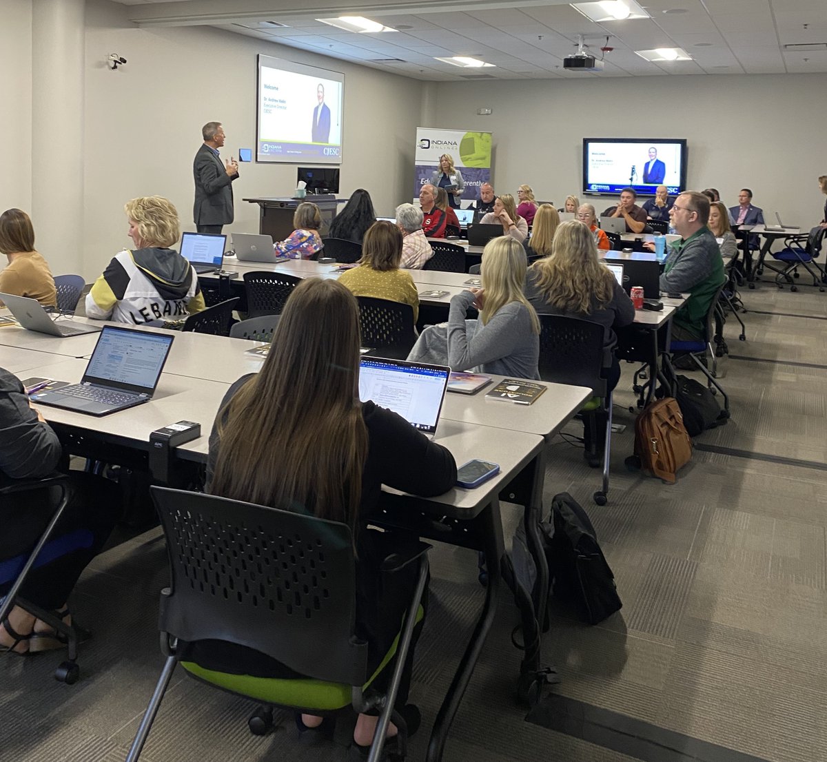 IndianaOnline05's tweet image. The Indiana Online Advisory Committee met recently to discuss AI in education. Guest speaker, Matt Miller. He is the author of 6 books, including #DitchThatTextbook and AI for Educators.  We would love to hear from you! If you have any tips or resources, please share them here.