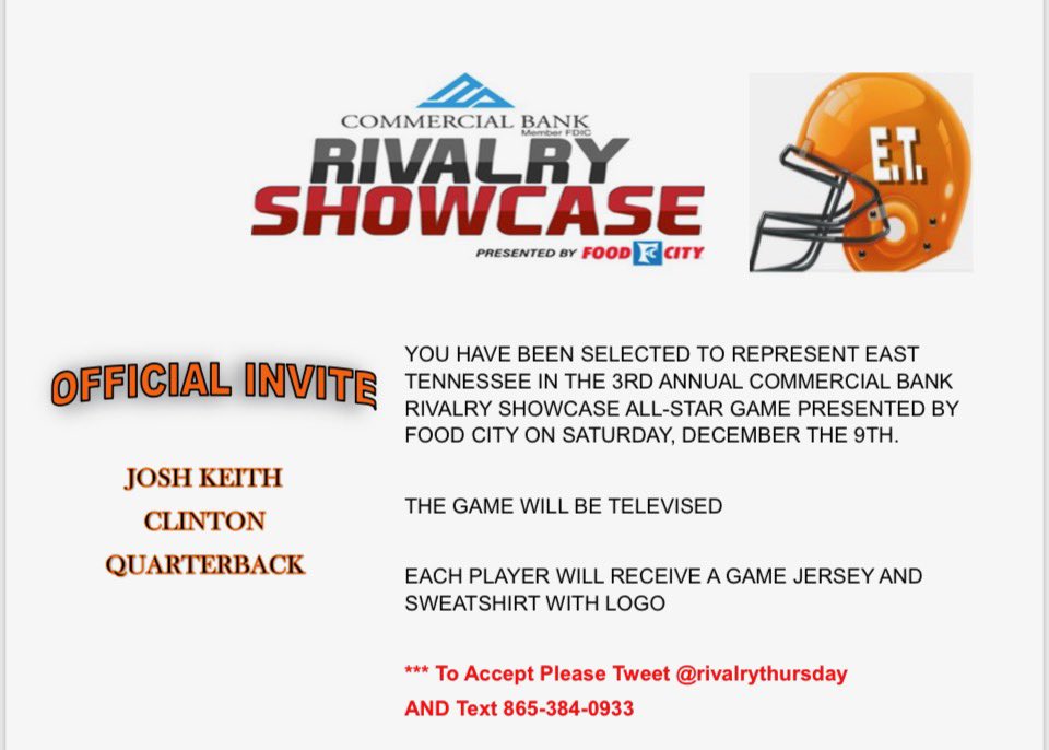 Blessed to receive a invite to the Rivalry Showcase this year! God bless!🙏🏽 #Jk3 #UNTAMED #RAREBREED @CHSDragonsFB @rivalrythursday