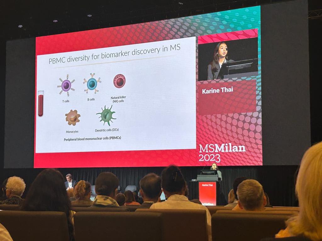 Very thrilled to have had the opportunity to present my PhD work in the @PratLab about the use of single-cell immune profiling for prediction of MS activity today at @ECTRIMS #MSMilan2023 🧠