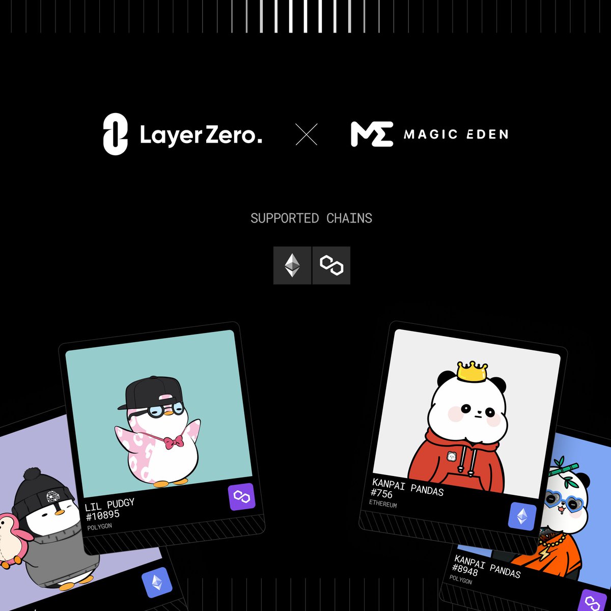 LayerZero_Core's tweet photo. Cross-chain NFT platform @MagicEden has integrated with LayerZero and will use the protocol as its cross-chain infrastructure solution.

Magic Eden will utilize both the ONFT standard and the newly launched Gas Station within their platform. 🧵👇 https://t.co/0Yv344yftK