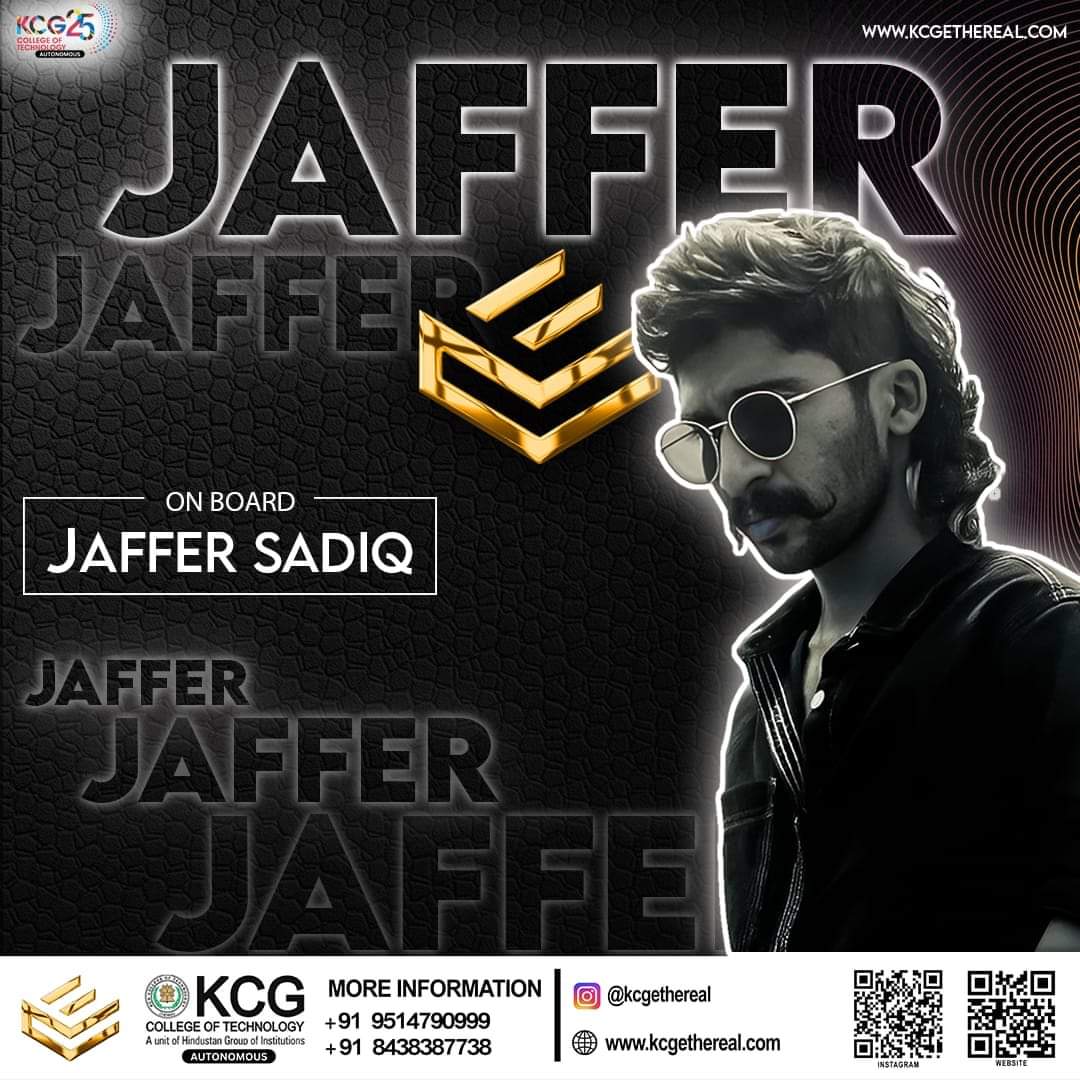 KCGtechnology's tweet photo. A warm welcome to fan-favourite actor par excellence, Mr. Jaffar Sadiq as a Special Guest at KCG Ethereal '23!
#KCGCollege #kcgethereal #ethereal2023 #jaffer #jaffersadiq #vikram #vikrammovie #actor #celebrity #jailer #jailermovie #celebrityguest #specialguest #collegefest https://t.co/Vg8r80B1po