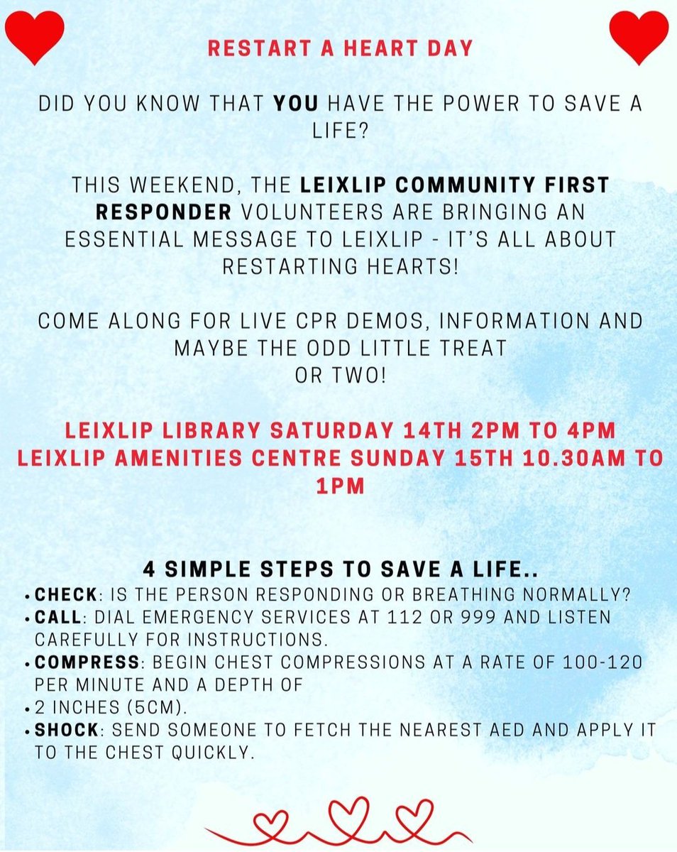 Looking forward to seeing you all at our RESTART A HEART day this weekend! ❤️