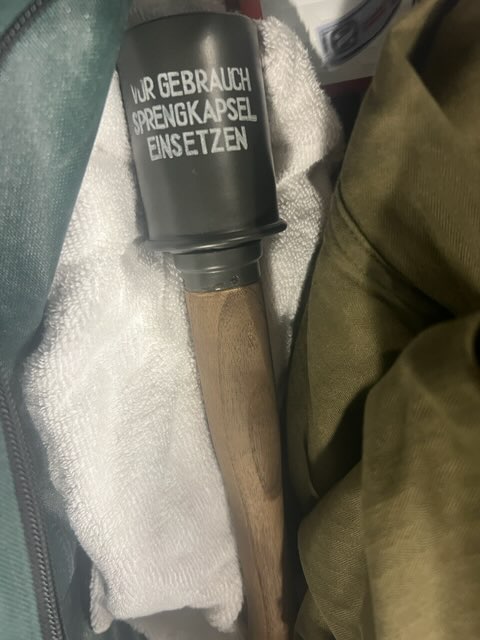 OKCPD's tweet photo. Friendly reminder, checking hand grenades for your flight at the airport is a sure way to make your vacation a bust! This week a traveler attempted to check a couple of inert (inactive) German hand grenades at @fly_okc.  @TSA items for flights: 

https://t.co/Z63no9ZKW2
#23-74921 https://t.co/1qAcv9qphv