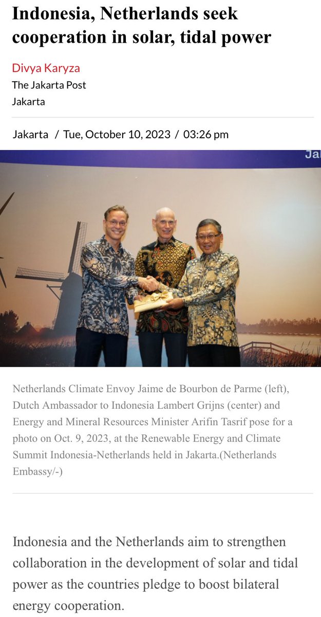 This week in Jakarta, Dutch & Indonesian business, government, finance and knowledge partners concluded: let's co-create energy transition solutions. The opportunities are huge, despite many challenges. thejakartapost.com/amp/business/2…