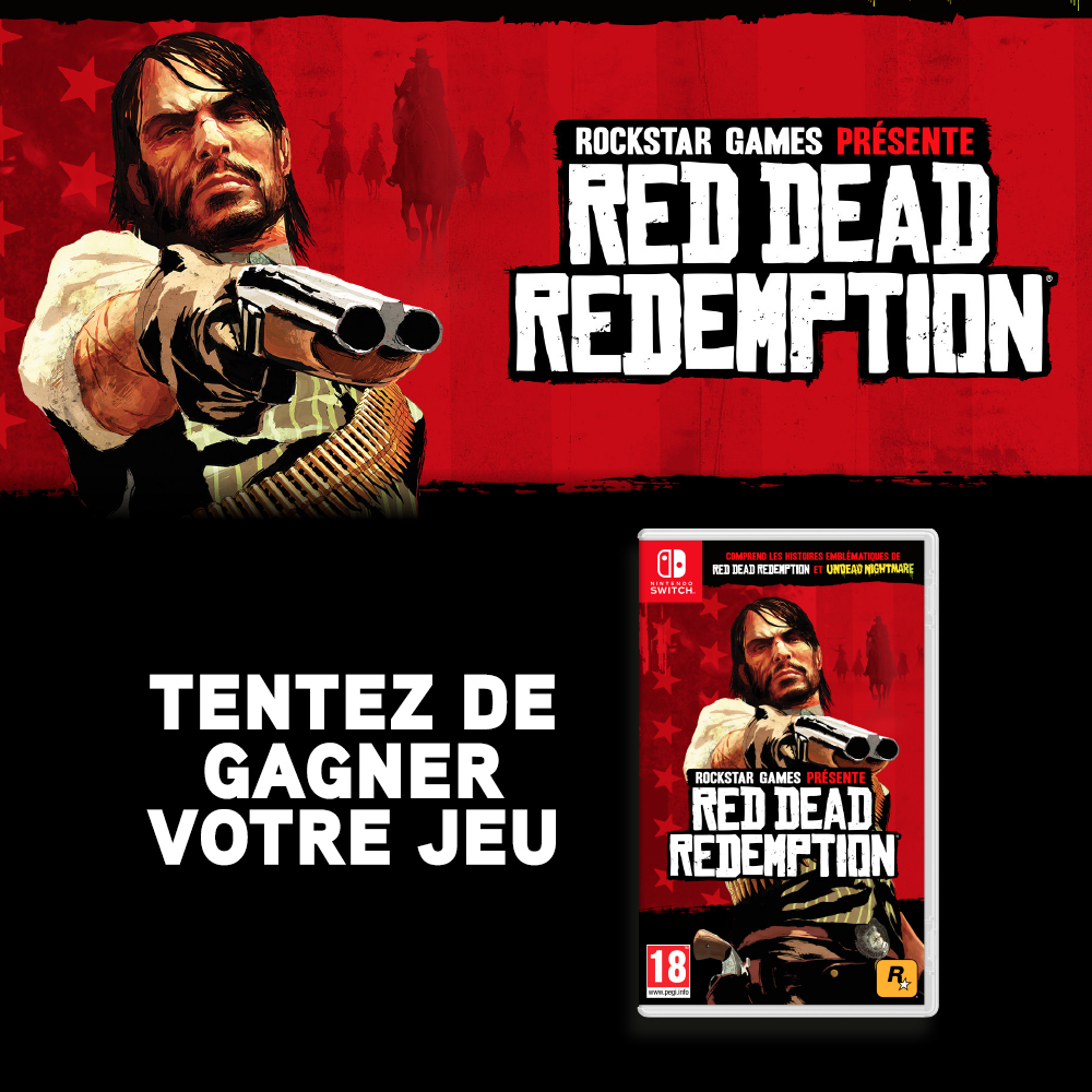 Red Dead Redemption sort demain sur Nintendo Switch 😍 
(en magasin et sur bit.ly/3ZLpSmR)⁣
Tentez de gagner votre jeu ! 🔥⁣
⁣
Pour participe :⁣
🤠 Like, RT &amp; Follow <a href="/Micromania_Fr/">Micromania-Zing</a>⁣⁣
🤠⁣⁣⁣⁣⁣⁣ Mentionne un ami en réponse avec #MicromaniaRDR

TAS dans 7 jours !