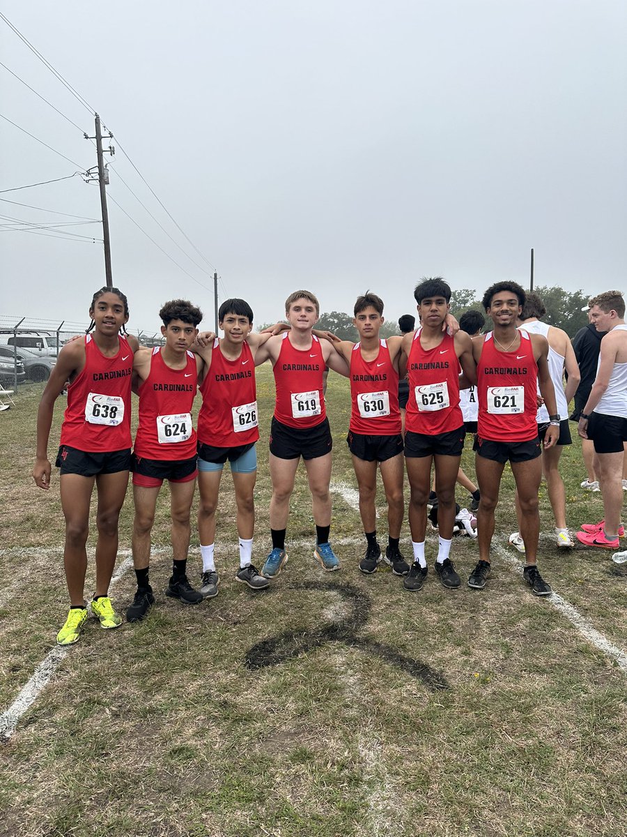 DV Varsity Boys ready to crush the first race of the day, Go Cards!