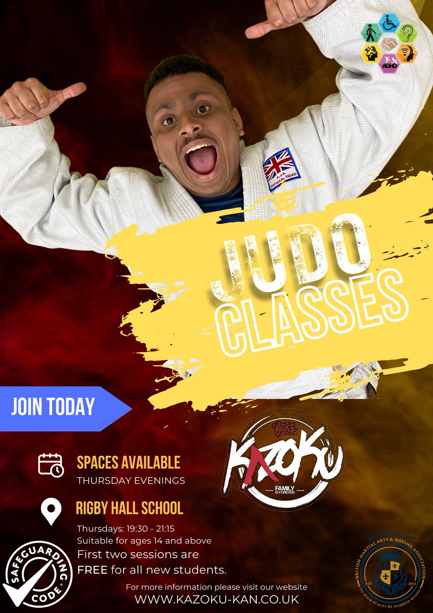 Our young adult and senior session will be in session this evening at <a href="/RigbyHsch/">Rigby Hall School</a> . Suitable for ages 14 and above. Session starts at 19:30 and ends at 21:15. 

#sen #Judo #adaptivejudo #adultjudo #senjudo #mixedabilityclasses #judoforeveryone #bromsgrove #bromsgrovejudo