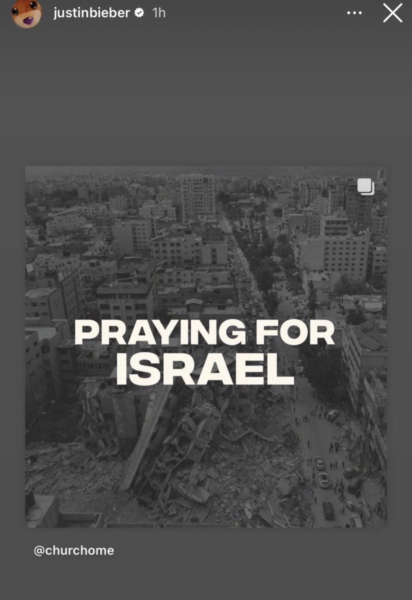 DrLoupis's tweet photo. Hollywood garbage Justin Bieber posted “Praying For Israel” on Instagram, while displaying a photo of the Gaza massacre. https://t.co/i5Xf4b6SUY