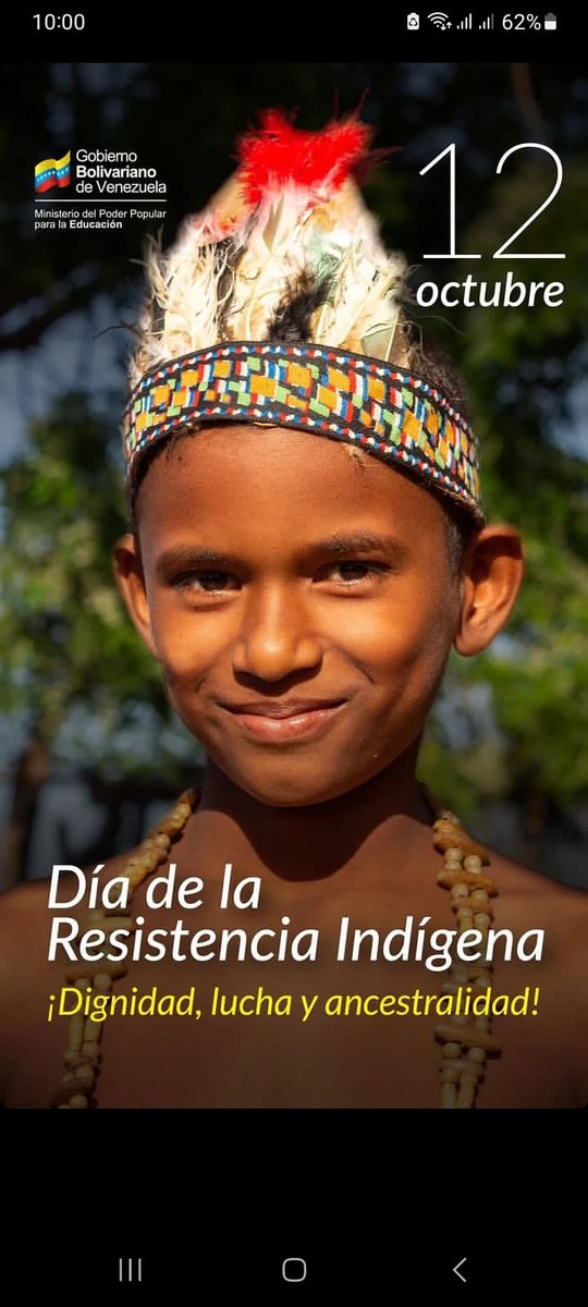 #12Oct Día de la Resistencia Indígena, se conmemora la sangre derramada de los pobladores nativos de este territorio, que fueron víctima de la violencia de los colonizadores españoles. @MPPEDUCACION <a href="/_LaAvanzadora/">Yelitze Santaella</a> <a href="/CDCETachira/">CDCE Táchira</a> <a href="/FreddyBernal/">Freddy Bernal</a>