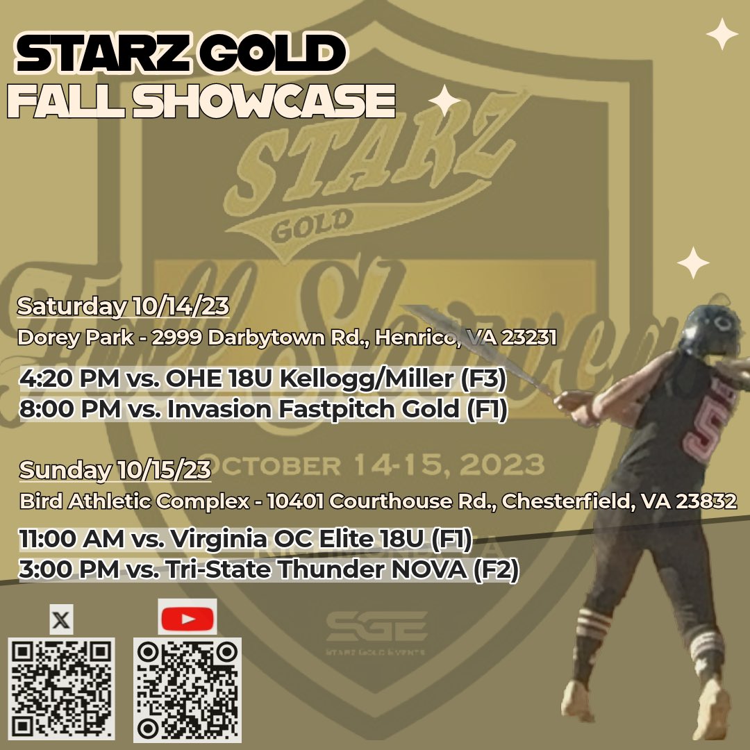 Schedule for this weekend in the Starz showcase in Virginia!!