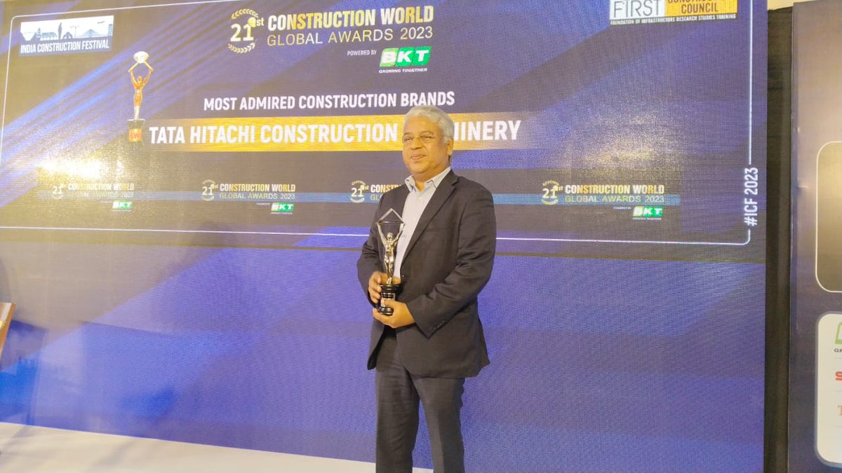 CWmagazine's tweet photo. Congratulations to Hitachi Construction Machinery, Ashoka Buildcon, Larsen & Tourbo, L&T Construction Equipmentfor achieving distinction in the Most Admired Construction Brands category at the 21st Construction World Global Awards 2023!
.
.
.
#CWGA #CWGA2023 https://t.co/Cf3iTkJ87w