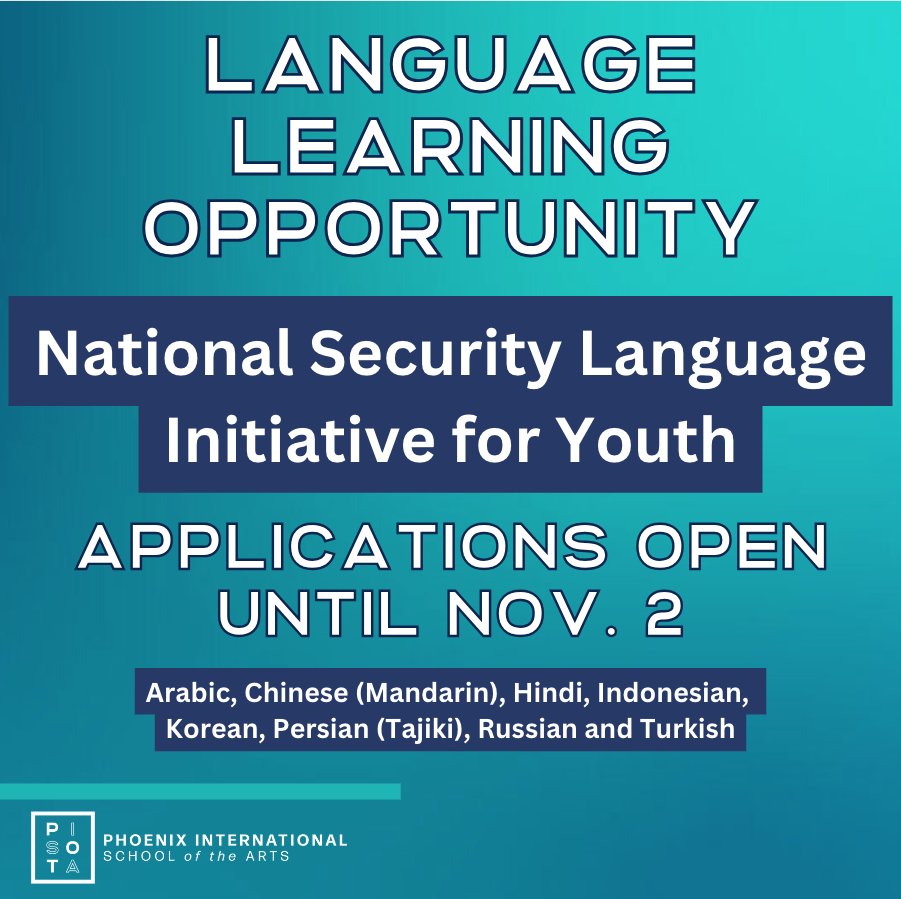 Applications are open for <a href="/NSLIY/">NSLI for Youth</a>, a State Dept. program that introduces students to languages critical to U.S. national security in an interactive online format.

The application period is open until November 2.
Learn more and apply today!

nsliforyouth.org