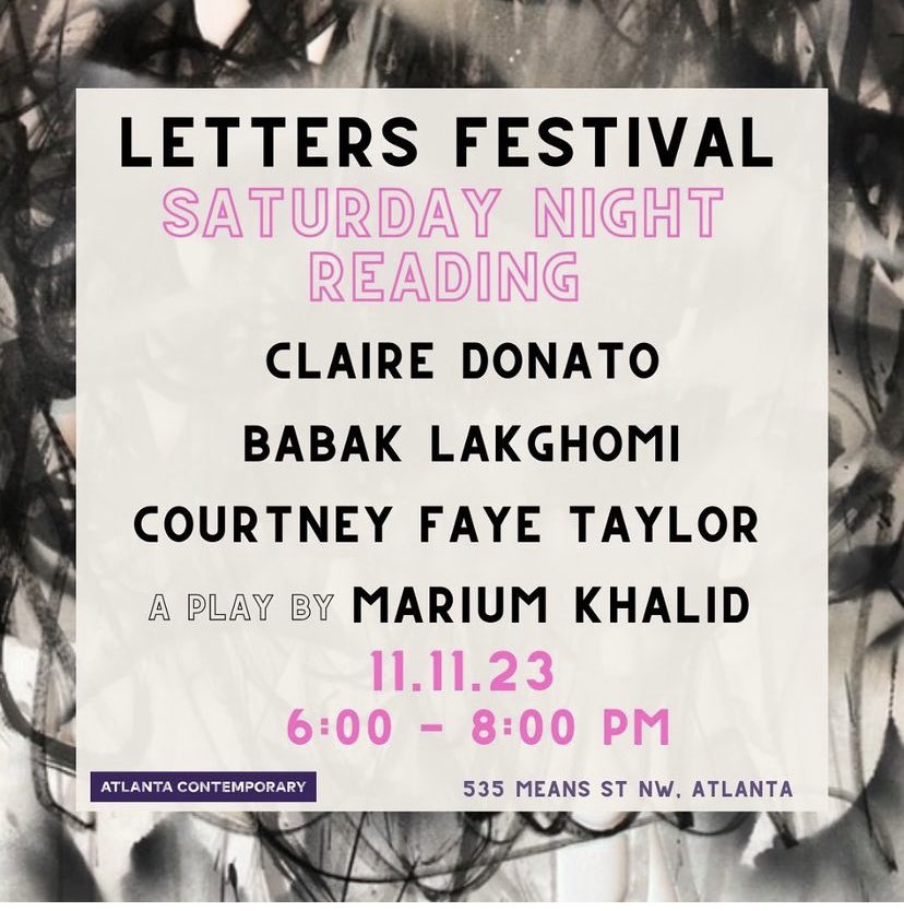 Looking forward to reading at Letters Festival in Atlanta with @clairedonato and other wonderful writers on November 11th! @lostinthelettrs