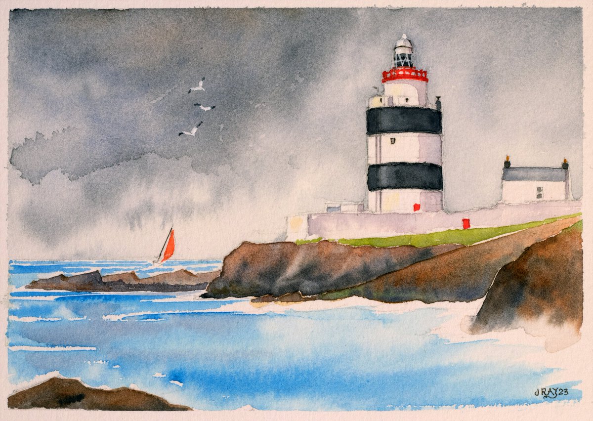 SeaStackJohn's tweet image. An original watercolour painting of Hook Head Lighthouse, County Wexford, Ireland.