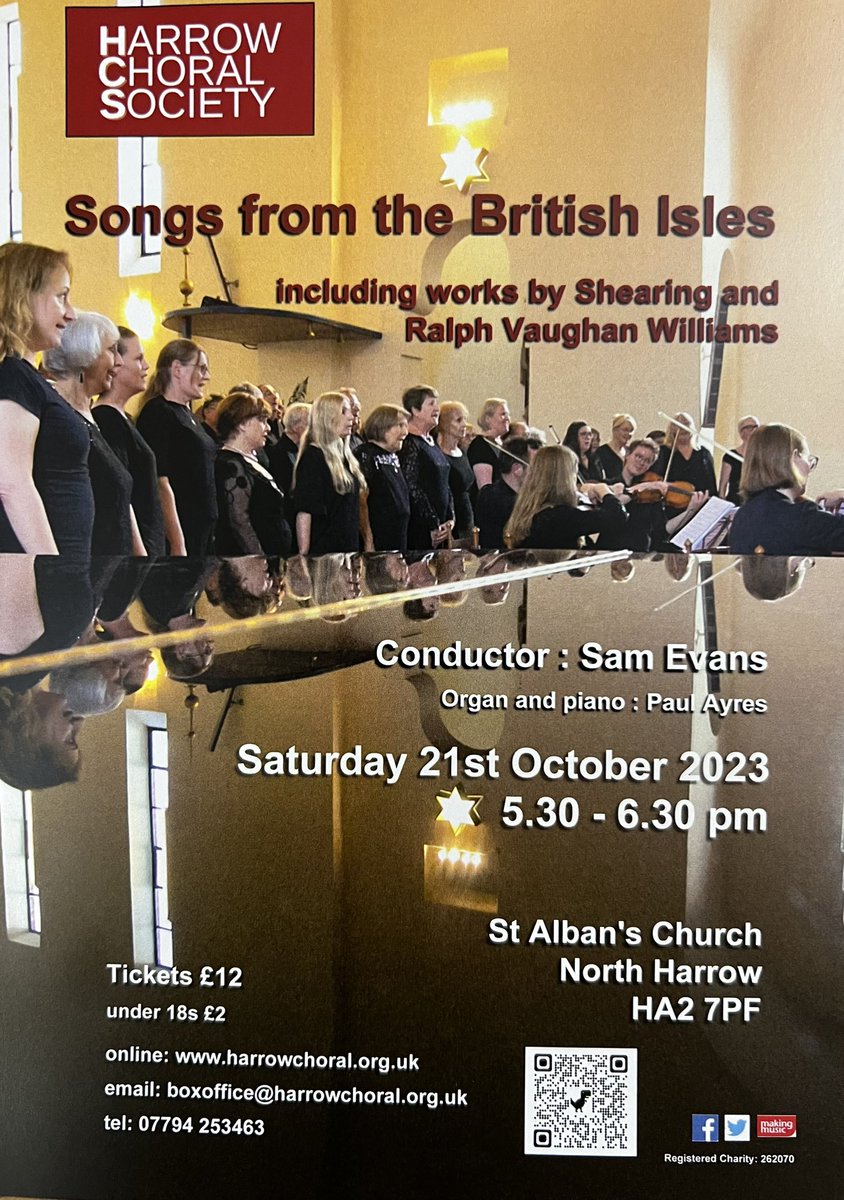Harrow_Choral's tweet photo. Tickets still available for next concert.  We are singing some lovely British music. https://t.co/jBNoji1eu5