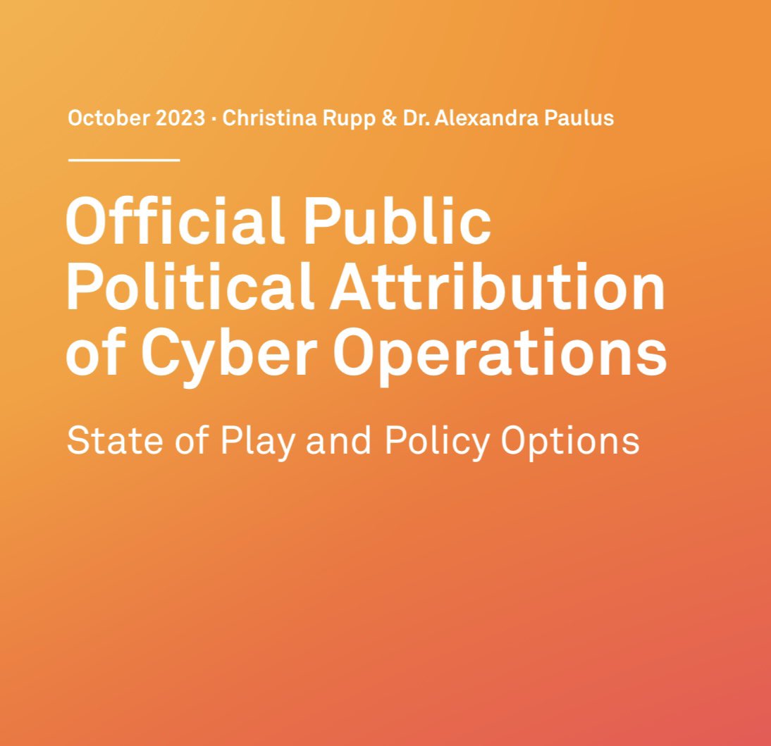 Christina Rupp (@christinacrupp) on Twitter photo 📃 New Policy Paper @snv_berlin
<a href="/ale_paulus/">Alexandra Paulus</a> and I have analyzed how 🇦🇺, 🇩🇪, 🇯🇵, & the 🇺🇸 publicly attributed cyber operations between 2014-2023.
🔗 Full paper: stiftung-nv.de/en/publication…
A 🧵 on what we learned and why this is of relevance ⬇️ 📃 New Policy Paper @snv_berlin
<a href="/ale_paulus/">Alexandra Paulus</a> and I have analyzed how 🇦🇺, 🇩🇪, 🇯🇵, & the 🇺🇸 publicly attributed cyber operations between 2014-2023.
🔗 Full paper: stiftung-nv.de/en/publication…
A 🧵 on what we learned and why this is of relevance ⬇️