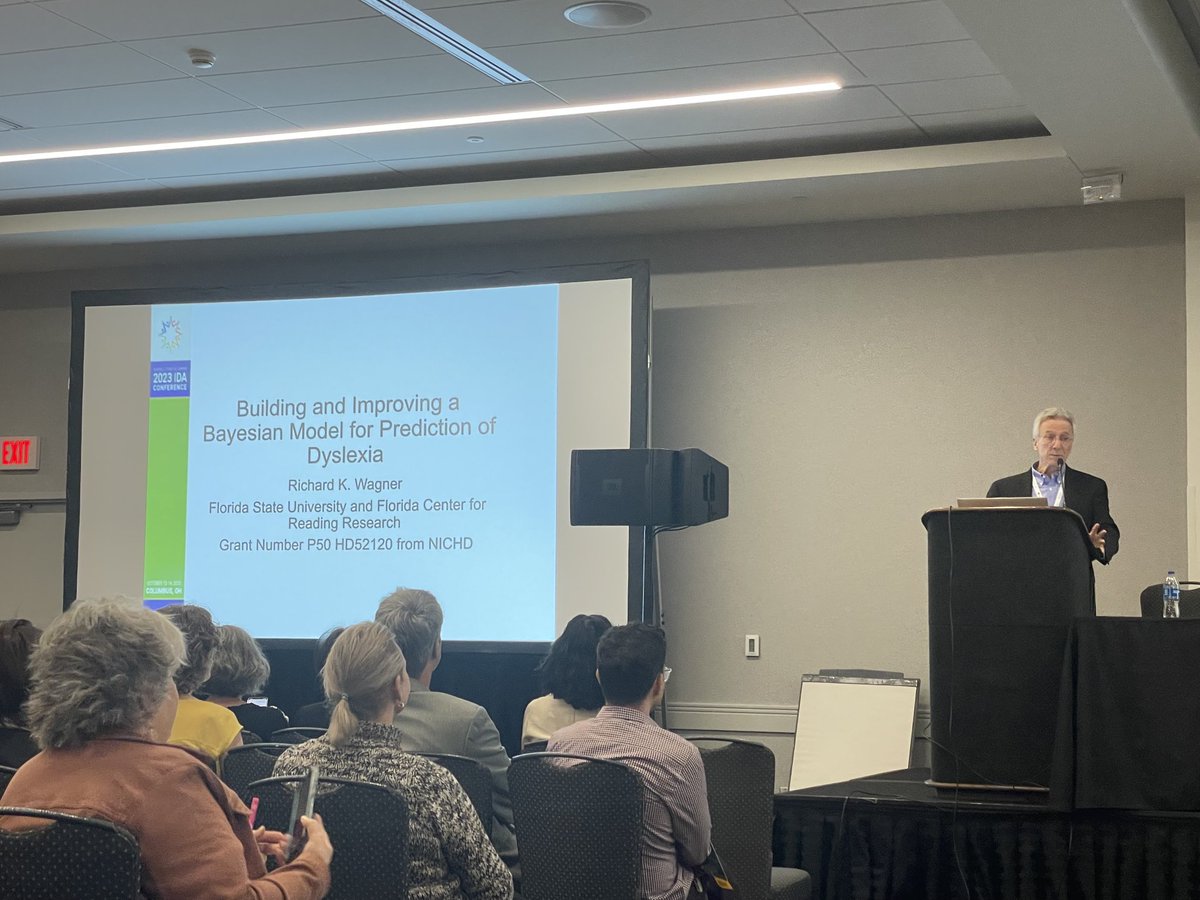 Richard Wagner from ⁦@TheFCRR⁩ speaking about Bayesian Models for Prediction of #Dyslexia #DyslexiaCon23