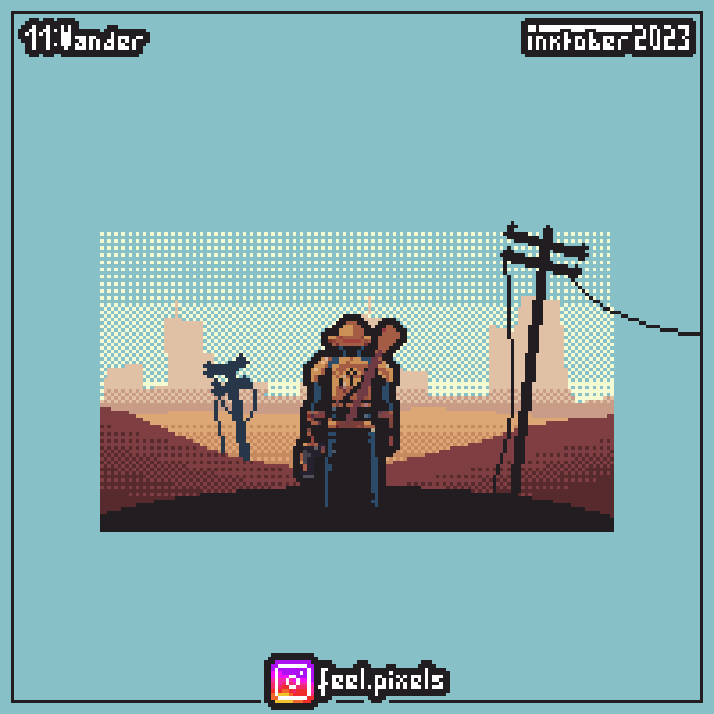feel_pixels's tweet photo. For #inktober 2023,
11 : Wander,
Lone Wanderer from Fallout ☢️⚙️
@inktober #inktober2023wander #pixelart #ドット絵 #aseprite #frenchartist #Fallout #lonewanderer https://t.co/HsJCUQApAp