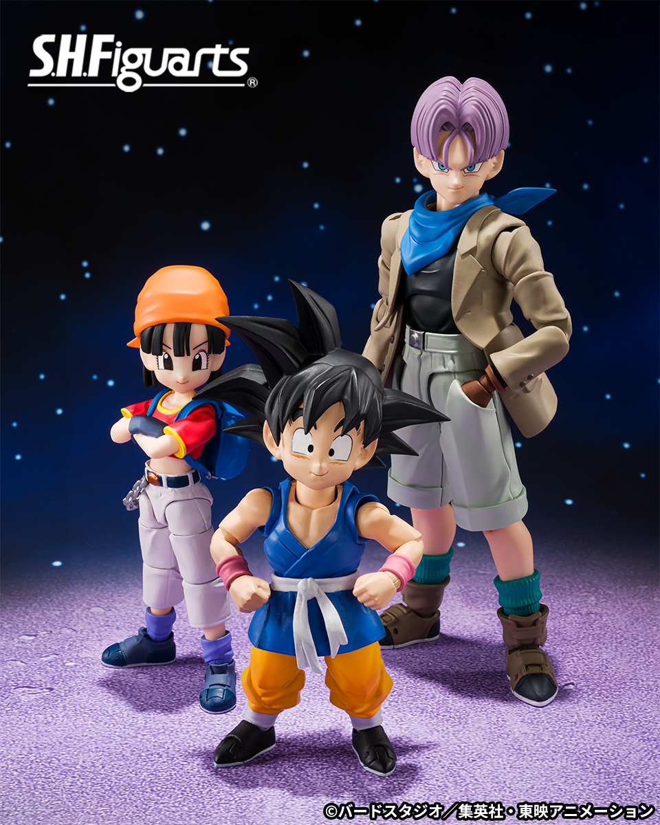 【美品】ドラゴンボールGT フィギュア 超サイヤ人孫悟空&トランクス&パン ドラゴンボール】S.H.フィギュアーツ「スーパーサイヤ人ゴッド孫悟空
