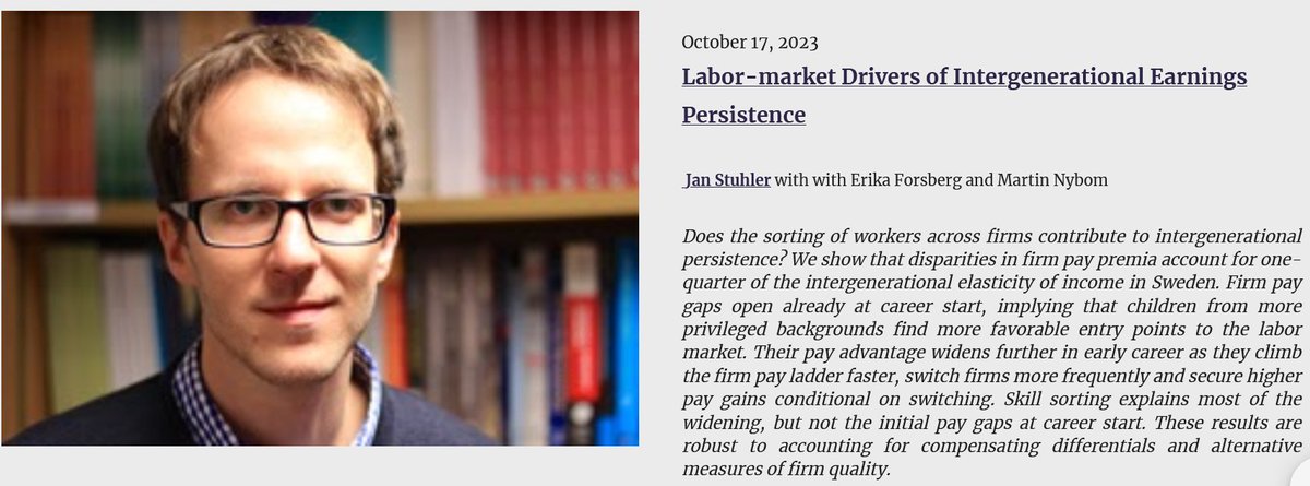 GNeidhofer's tweet photo. Mark your calendars for the upcoming #RNIM Virtual Seminar featuring Jan Stuhler (@JanStuhler) on October 17, 2023, at 4 pm CET📆
Register now: https://t.co/azDEraKGUa
Research Network on Intergenerational Mobility (RNIM)🌟
#RNIM #IntergenerationalMobility https://t.co/1mPovyWHt8