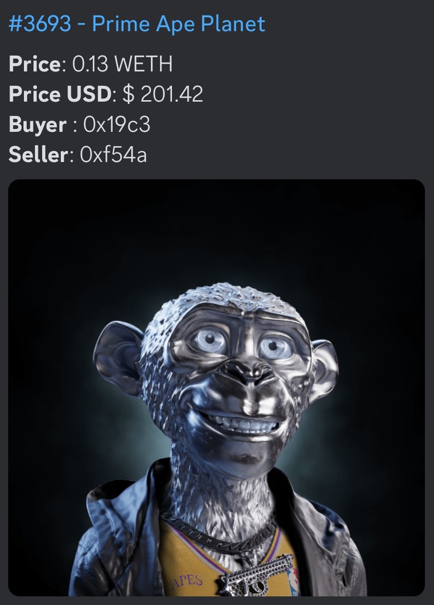 Sales Activity 🌟

🐒 This awesome ape was sold for 0.13 WETH. We're absolutely loving these traits!

🚀 Join us on our journey. Now is a fantastic time to snag a remarkable ape at terrific entry prices.  #PrimeApePlanet #CryptoAdventures

Who's ready to go bananas with us? 👇