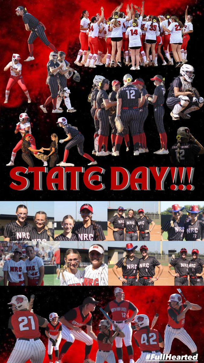 ITS STATE DAY!!! 
Round 1: 
📍Firelake Ballfields 
⏰6:30 
🆚Weatherford
Theme: USA🇺🇸❤️🤍💙
Everyone be there and be loud!!!!!