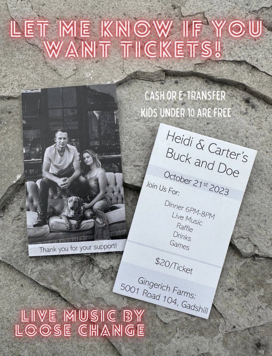 Less than 10 days away! Message myself or anyone in the bridal party if you want tickets!