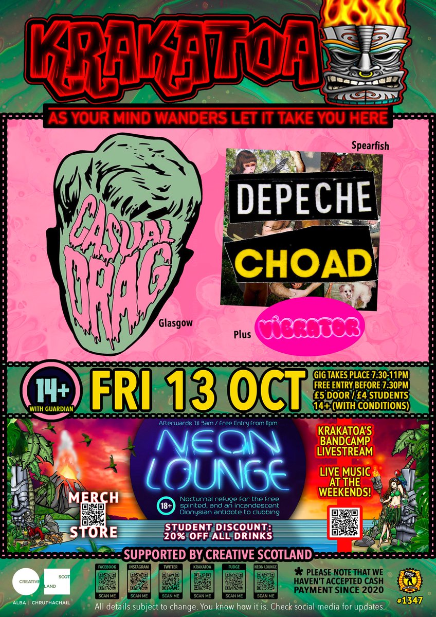 VolcanicTiki's tweet image. FRIDAY - BANDS - @krakatoa_bar - #CasualDrag - #DepecheChoad - #Vibrator - #volcanictiki - #livemusic - #livebands - #yowser