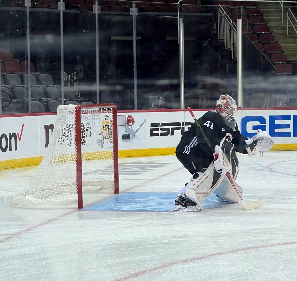amandacstein's tweet photo. Vitek Vanecek gets the season-opening start for #NJDevils tonight against the Red Wings.

He takes his spot in the starters net. https://t.co/k1wB8MBPgm