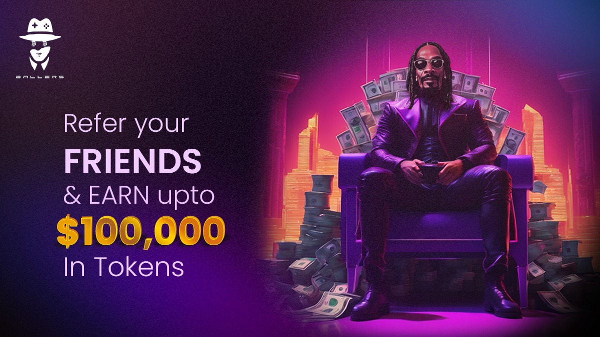 #Ballers Referral Campaign is NOW LIVE🚨 
#ReferAndEarn up to $100,000 in $BALR Tokens💰
👀🤑
Also, Don't forget to mint your free #NFT 😉👇
#ClaimYourTokens & Dive in now ➡️ ballers.fun

#BallersToken #EarnBig #RuleTheCity #Airdrops #WinForAll #Bullish #NFT #MONEY