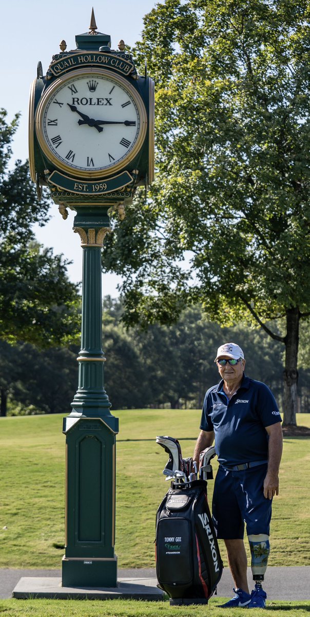 @BendelowGreens Me and my bag at Quail Hollow. Run charity and celebrity golf tournaments Sponsored by Srixon Bag was a gift from Srixon for winning an amputee tournament. Bag  sits by the putting green to promote the brand.I also run the putting contest #srixon #adaptivegolf #charity