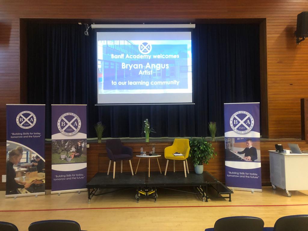 As part of our Doorstep Explorers course all S1 pupils took part in a Q&amp;A with local artist @BryanAngusArt This was a brilliant opportunity for pupils to learn from Bryan to help them with their own pieces of lino print artwork.